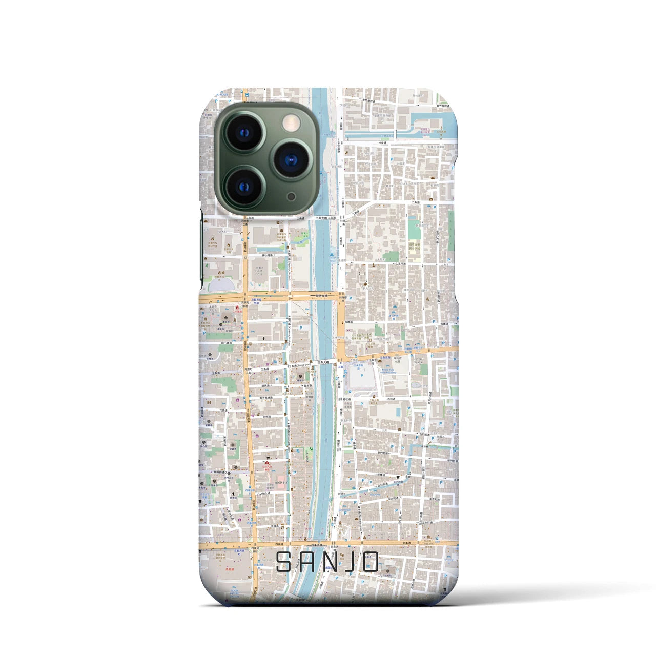 【三条(京都府)】地図柄iPhoneケース(バックカバータイプ)
