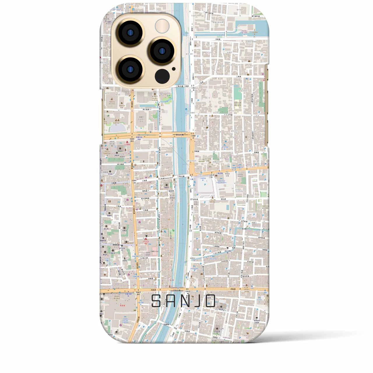 【三条(京都府)】地図柄iPhoneケース(バックカバータイプ)