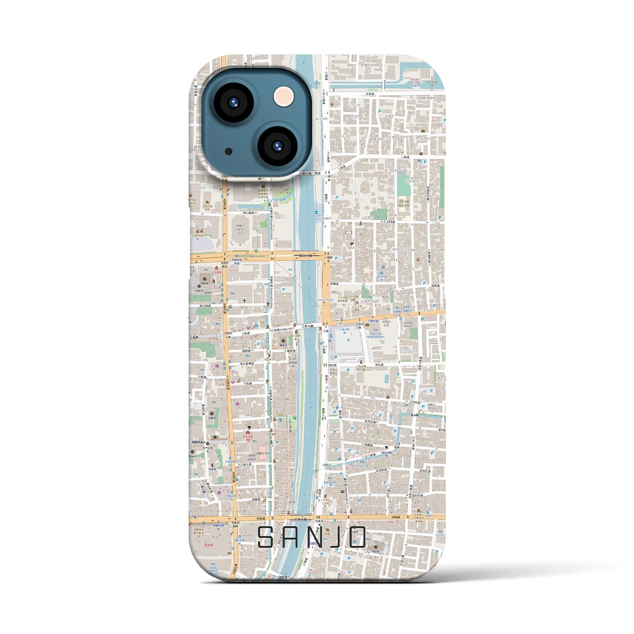 【三条(京都府)】地図柄iPhoneケース(バックカバータイプ)