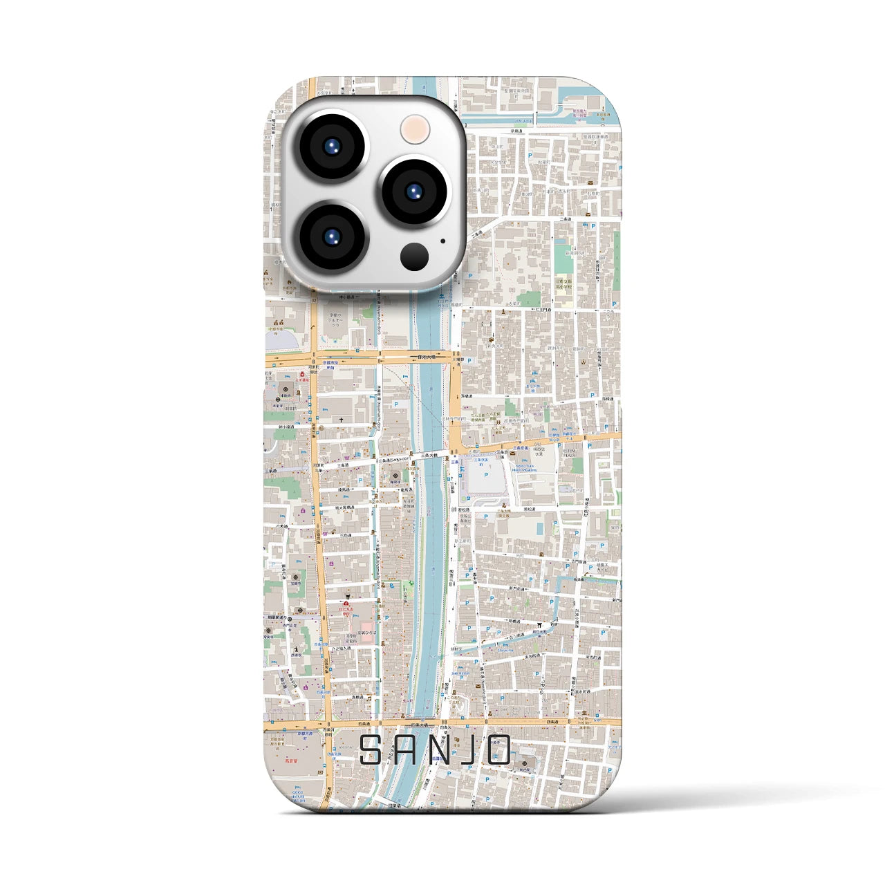 【三条(京都府)】地図柄iPhoneケース(バックカバータイプ)
