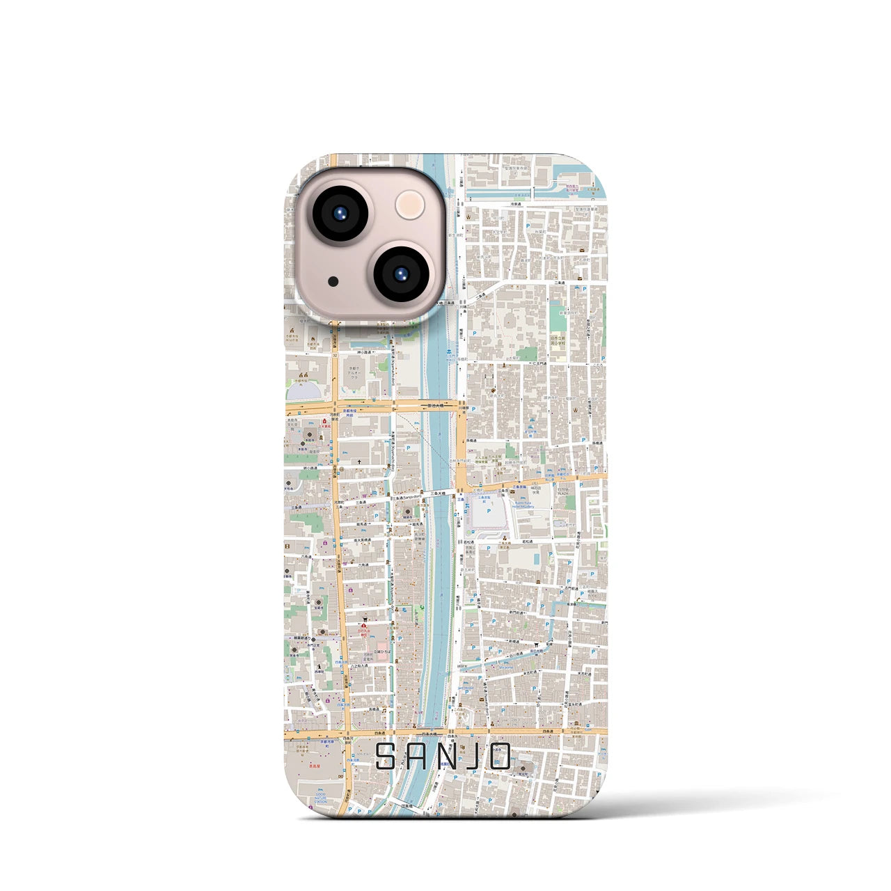 【三条(京都府)】地図柄iPhoneケース(バックカバータイプ)
