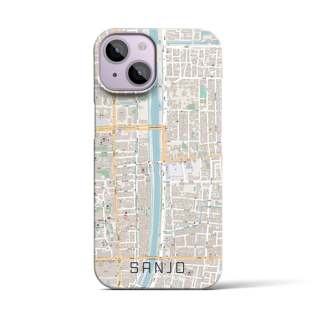 【三条(京都府)】地図柄iPhoneケース(バックカバータイプ)