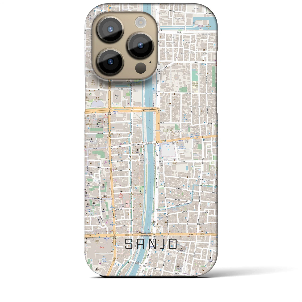 【三条(京都府)】地図柄iPhoneケース(バックカバータイプ)