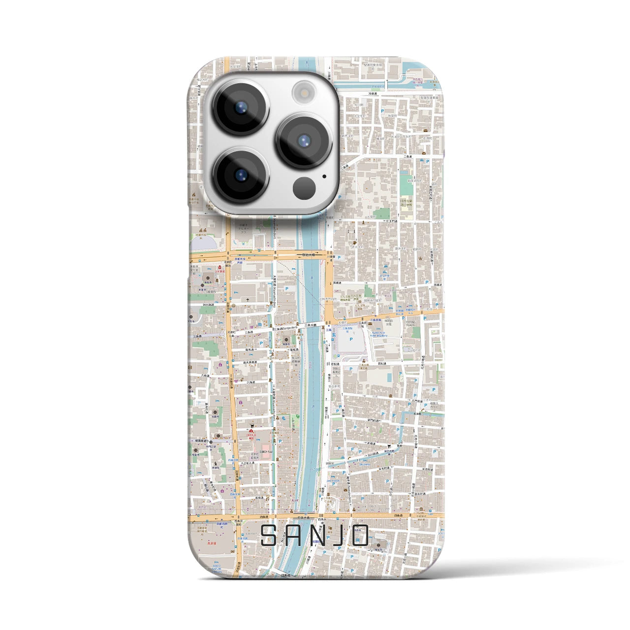【三条(京都府)】地図柄iPhoneケース(バックカバータイプ)