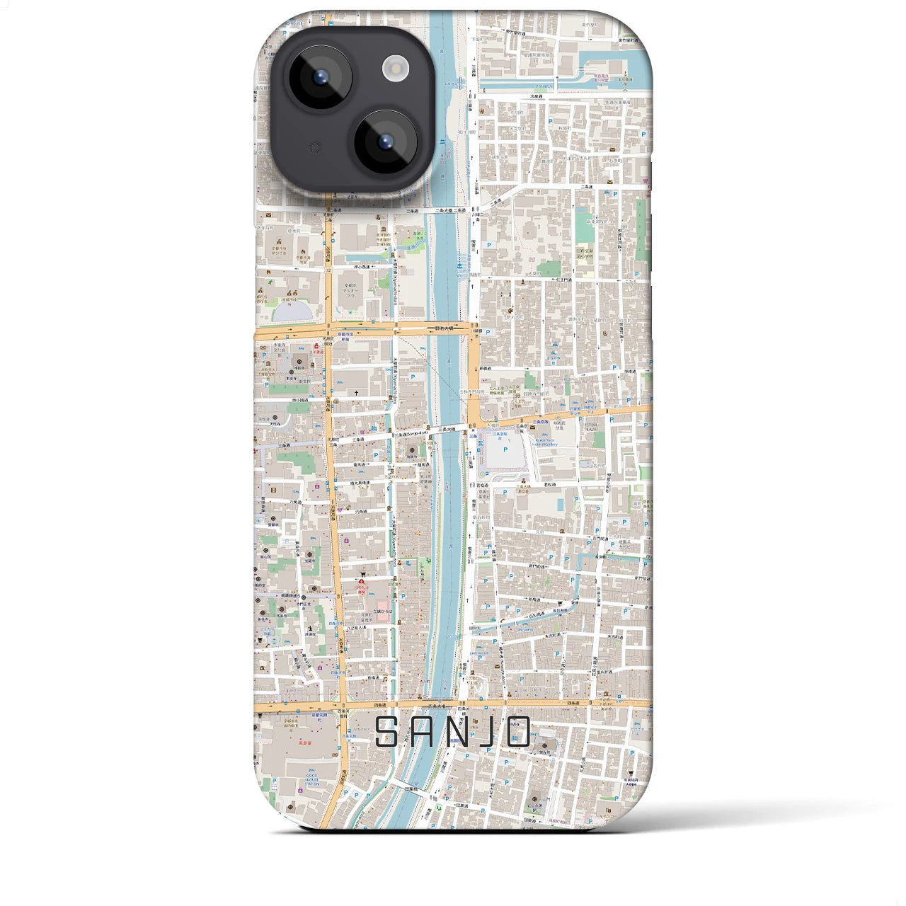 【三条(京都府)】地図柄iPhoneケース(バックカバータイプ)