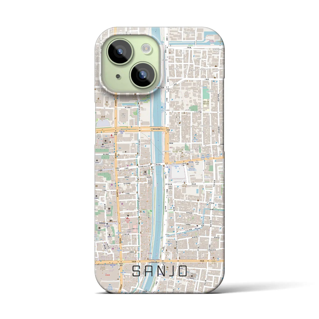 【三条(京都府)】地図柄iPhoneケース(バックカバータイプ)