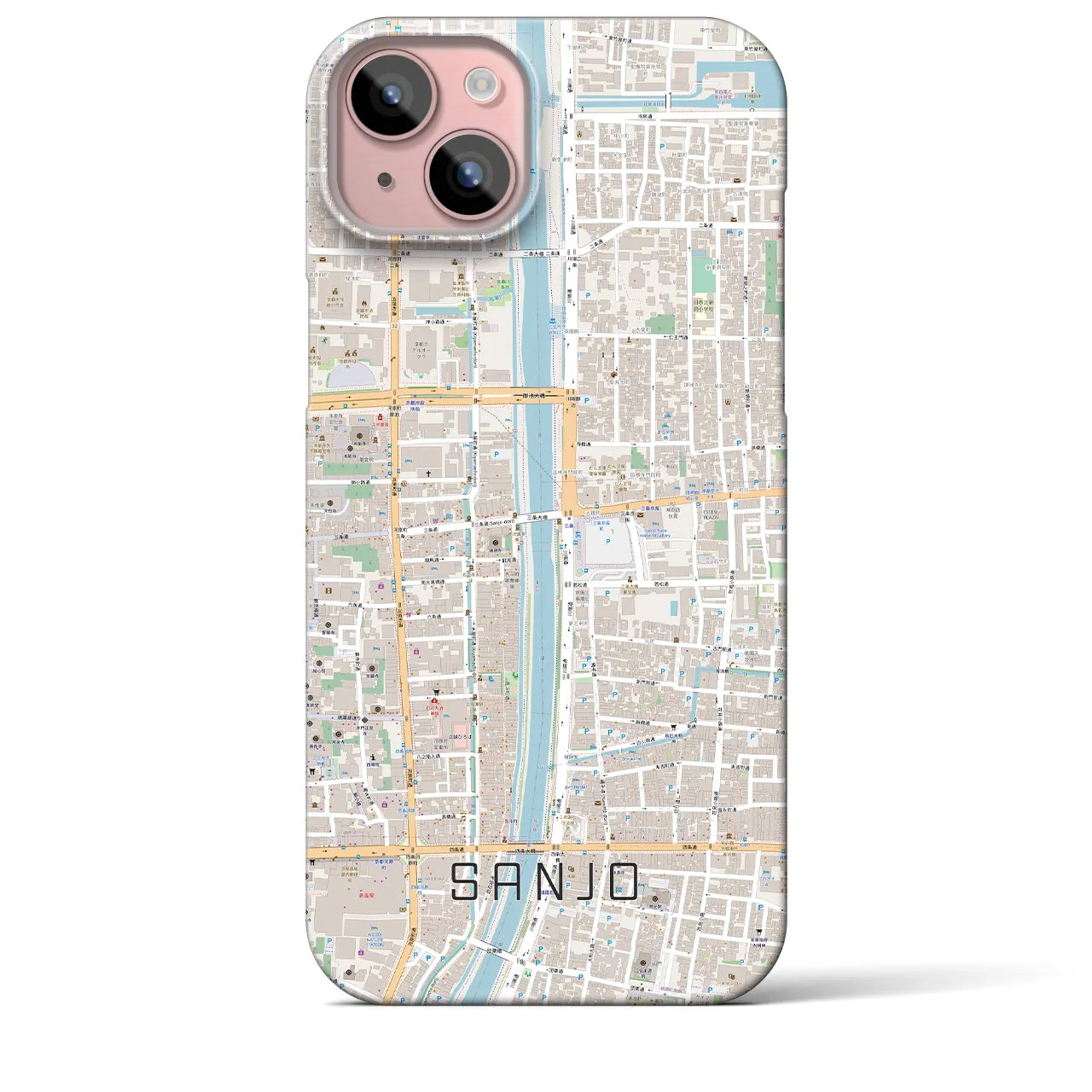 【三条(京都府)】地図柄iPhoneケース(バックカバータイプ)