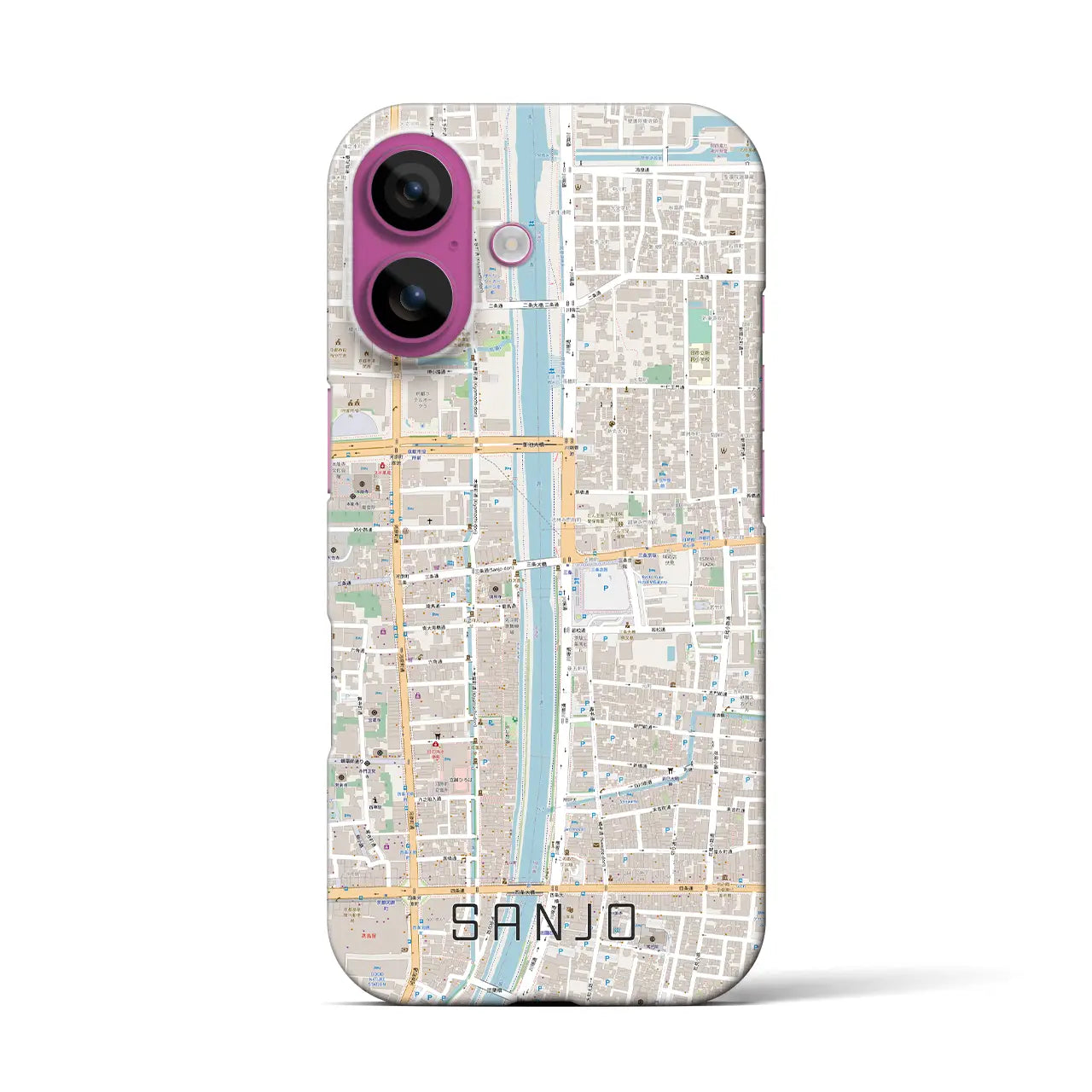 【三条(京都府)】地図柄iPhoneケース(バックカバータイプ)