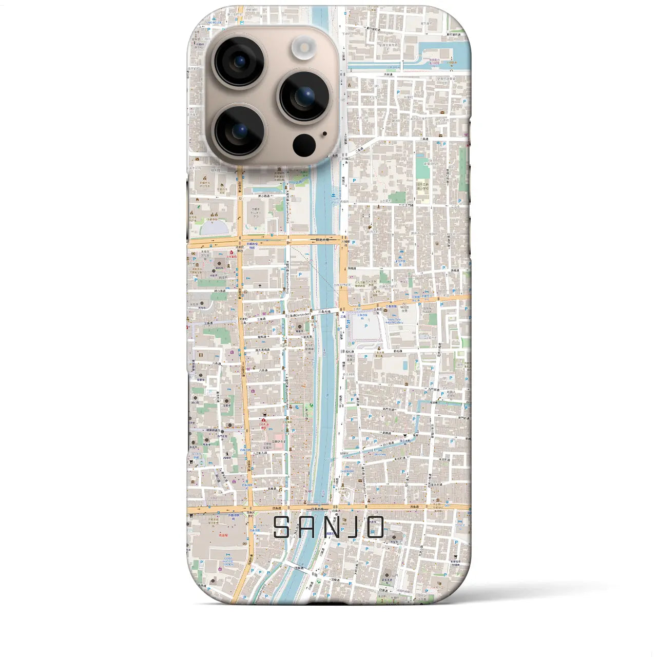 【三条(京都府)】地図柄iPhoneケース(バックカバータイプ)