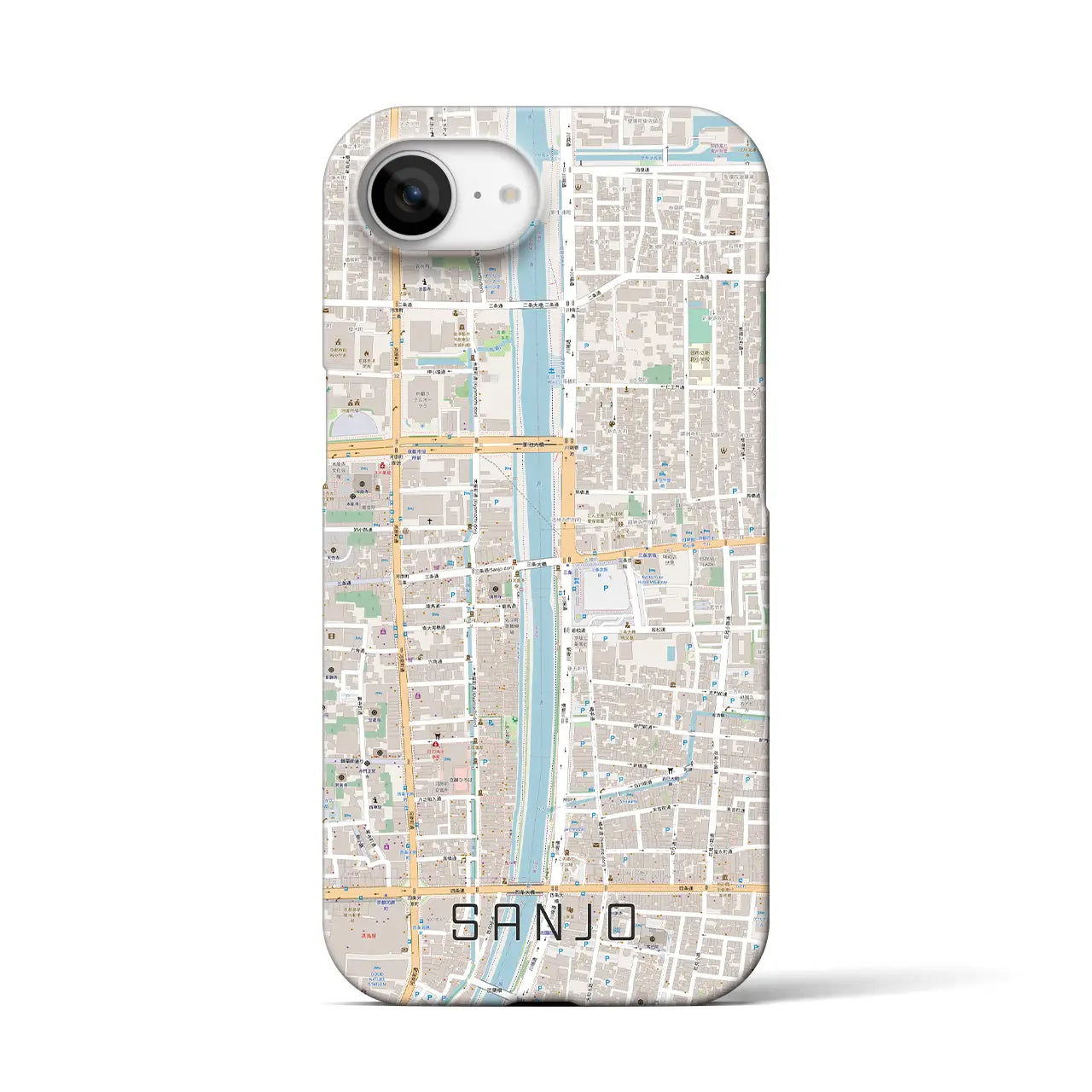 【三条(京都府)】地図柄iPhoneケース(バックカバータイプ)