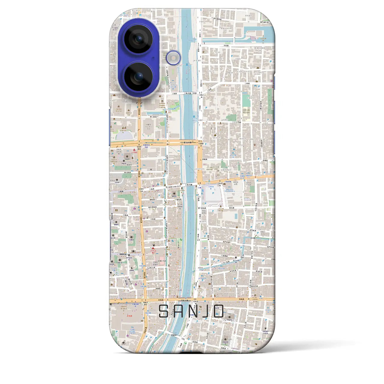 【三条(京都府)】地図柄iPhoneケース(バックカバータイプ)ナチュラル・iPhone 16 Pro Max 用