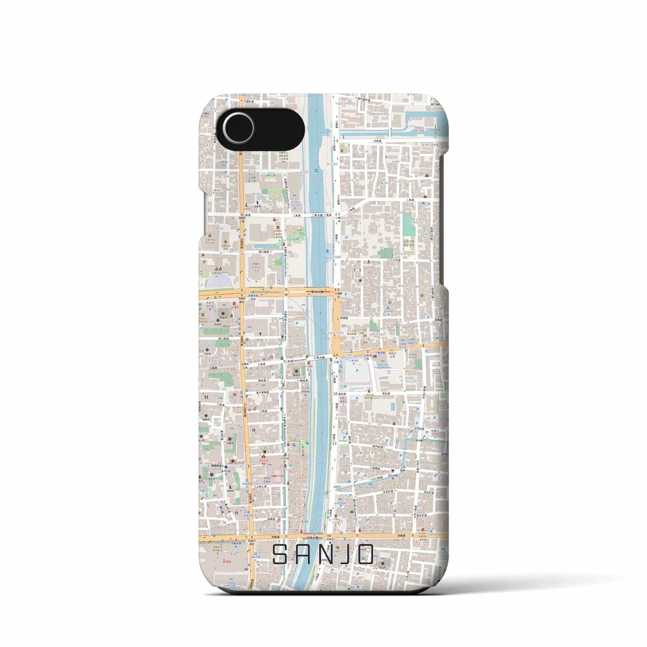 【三条(京都府)】地図柄iPhoneケース(バックカバータイプ)
