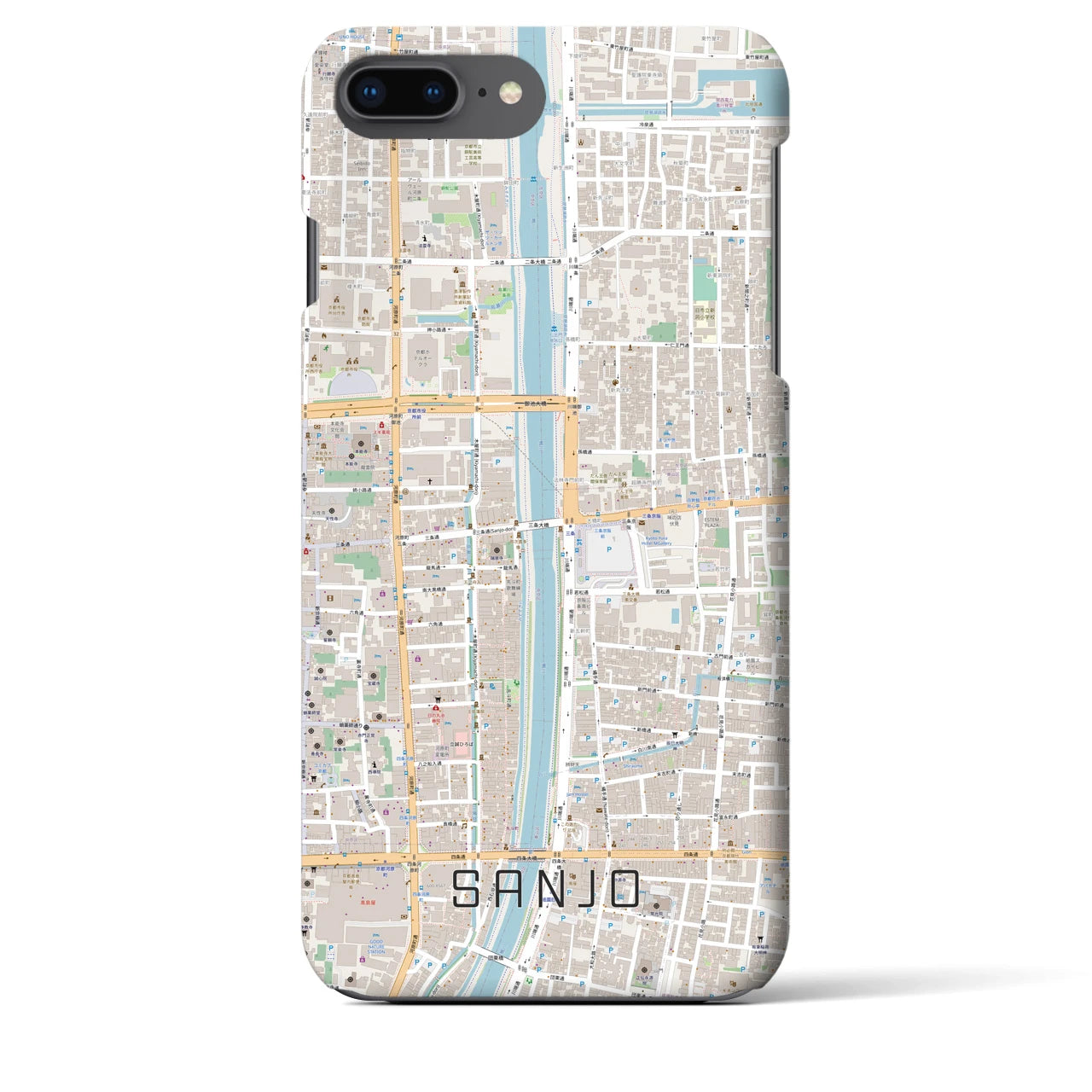 【三条(京都府)】地図柄iPhoneケース(バックカバータイプ)