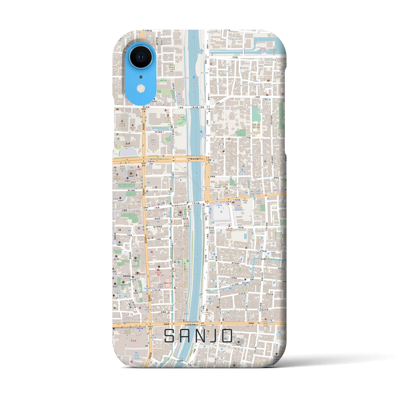 【三条(京都府)】地図柄iPhoneケース(バックカバータイプ)