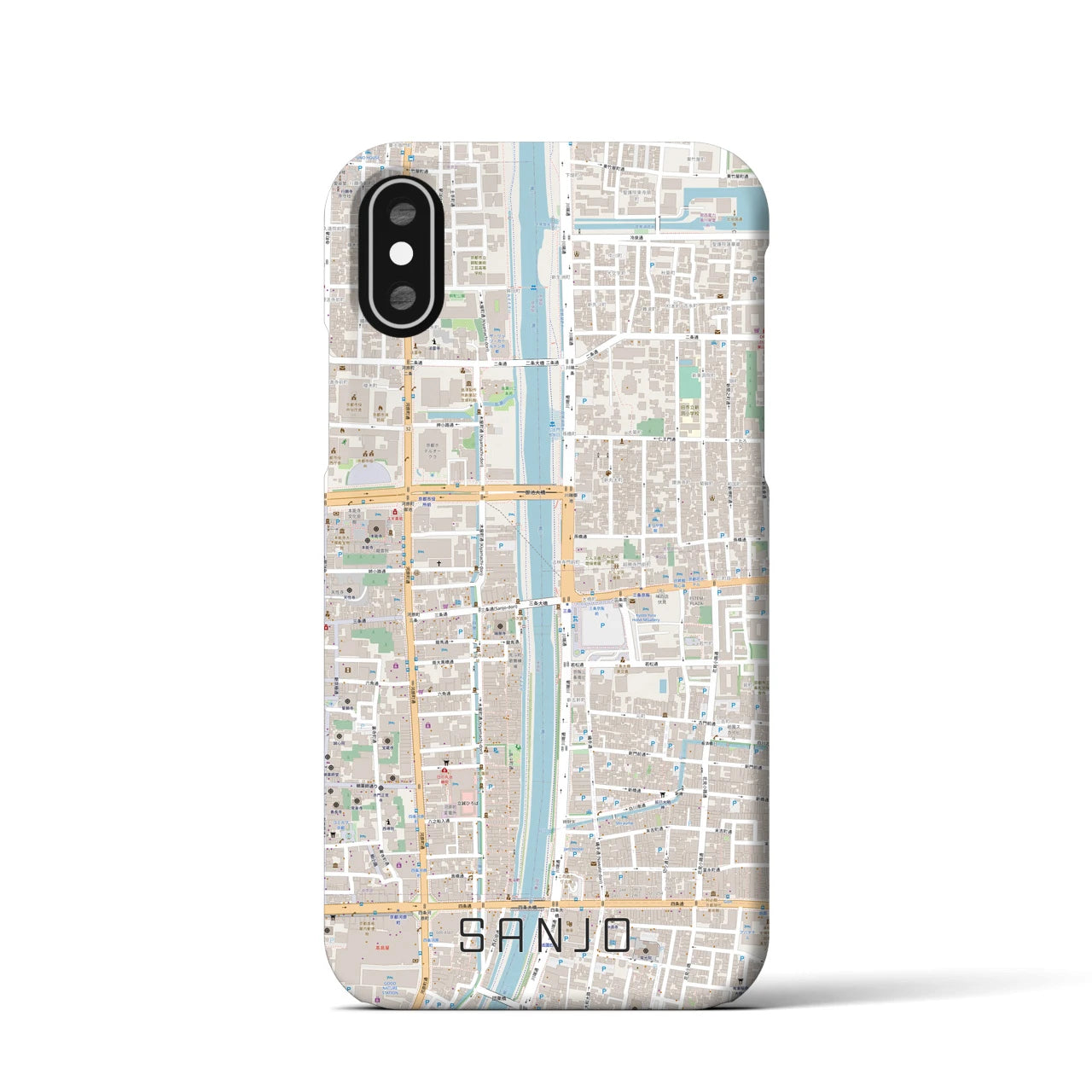 【三条(京都府)】地図柄iPhoneケース(バックカバータイプ)