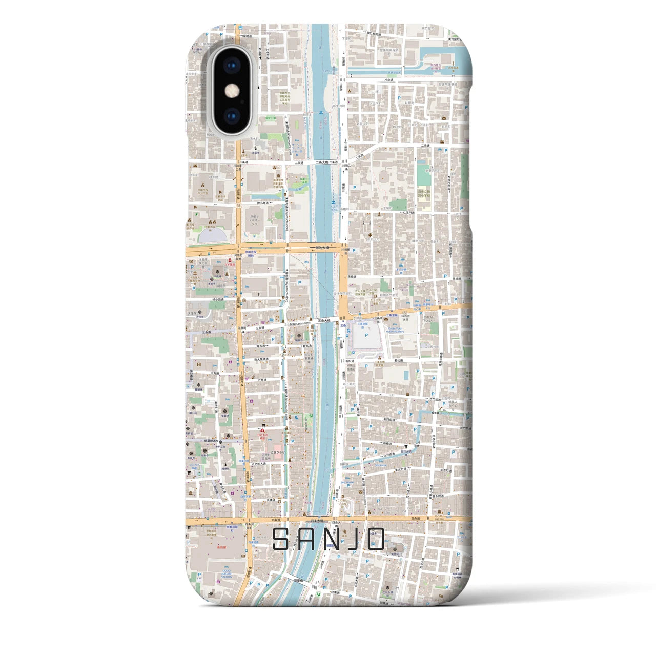 【三条(京都府)】地図柄iPhoneケース(バックカバータイプ)
