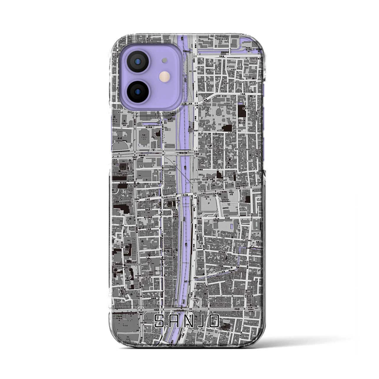 【三条(京都府)】地図柄iPhoneケース(クリアタイプ)