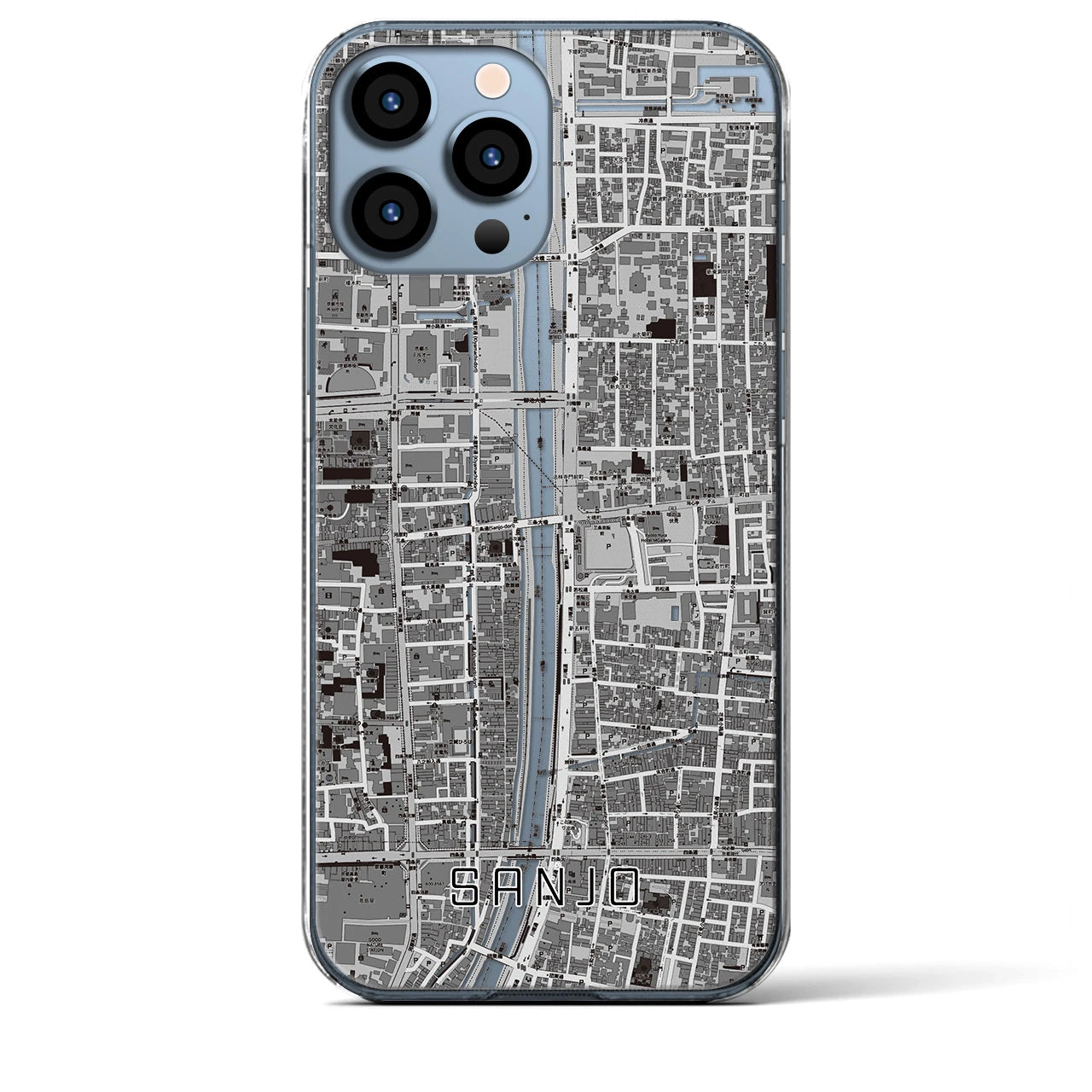 【三条(京都府)】地図柄iPhoneケース(クリアタイプ)