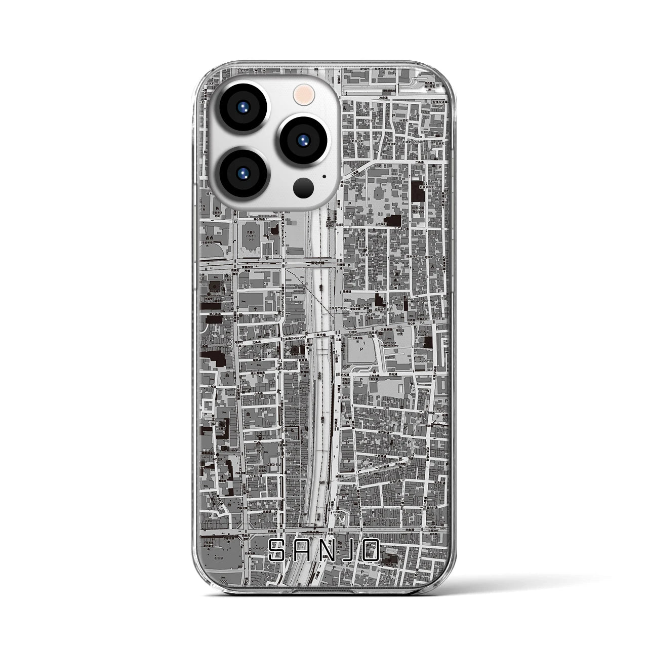 【三条(京都府)】地図柄iPhoneケース(クリアタイプ)