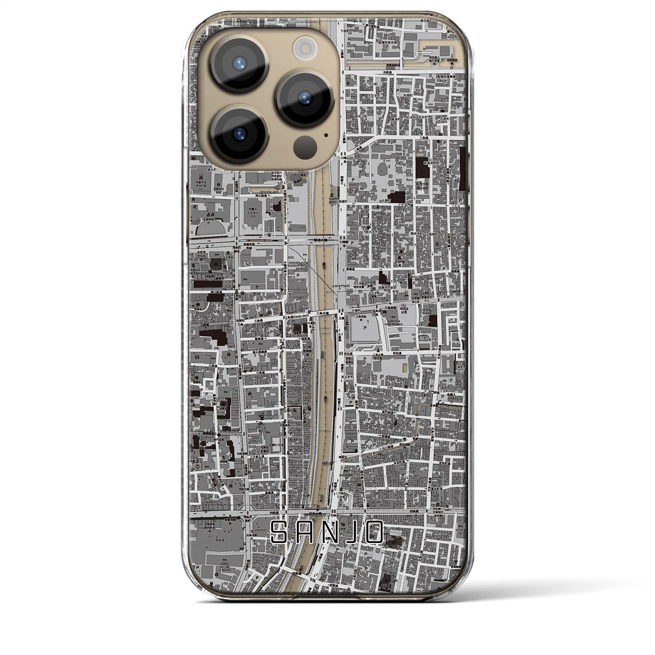 【三条(京都府)】地図柄iPhoneケース(クリアタイプ)