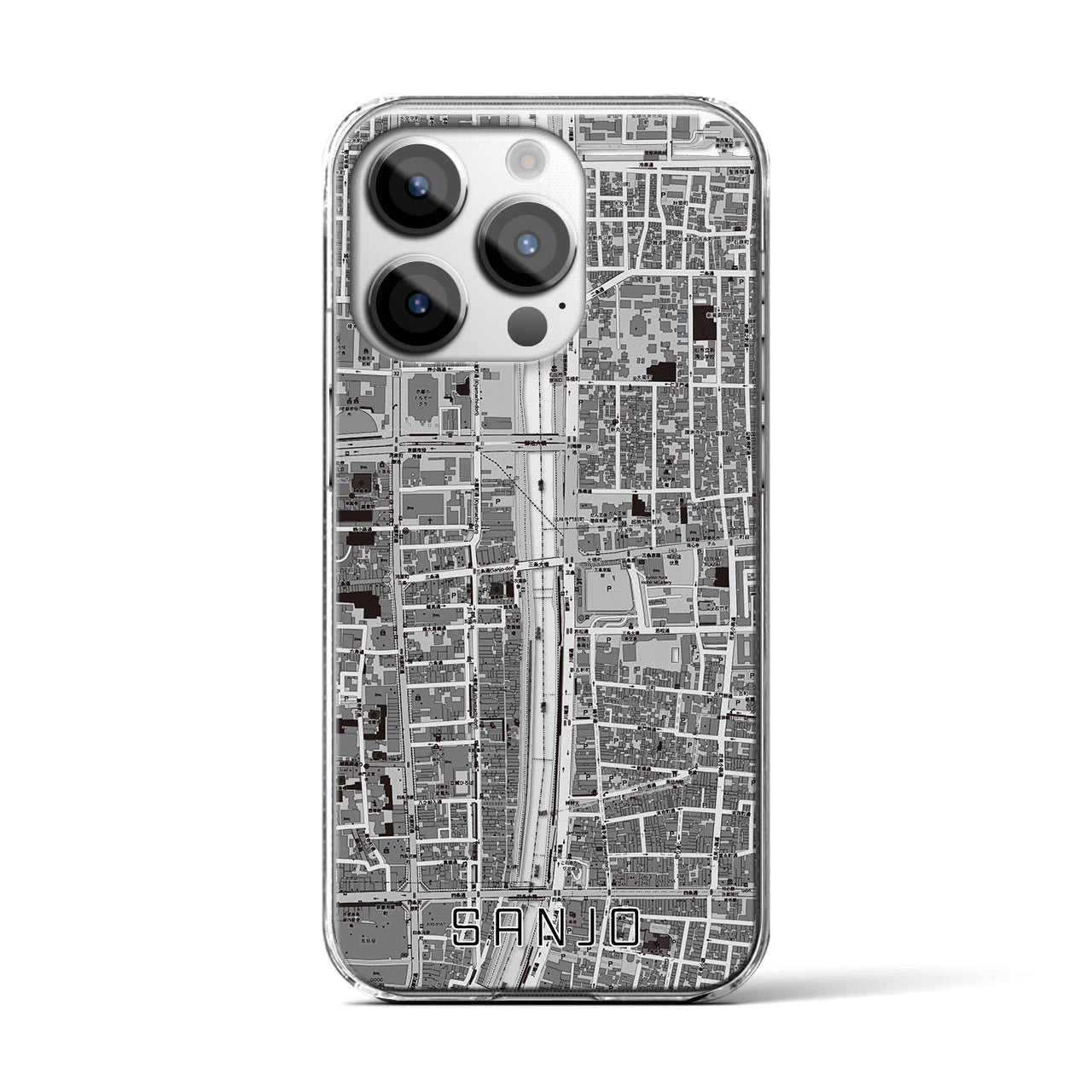 【三条(京都府)】地図柄iPhoneケース(クリアタイプ)