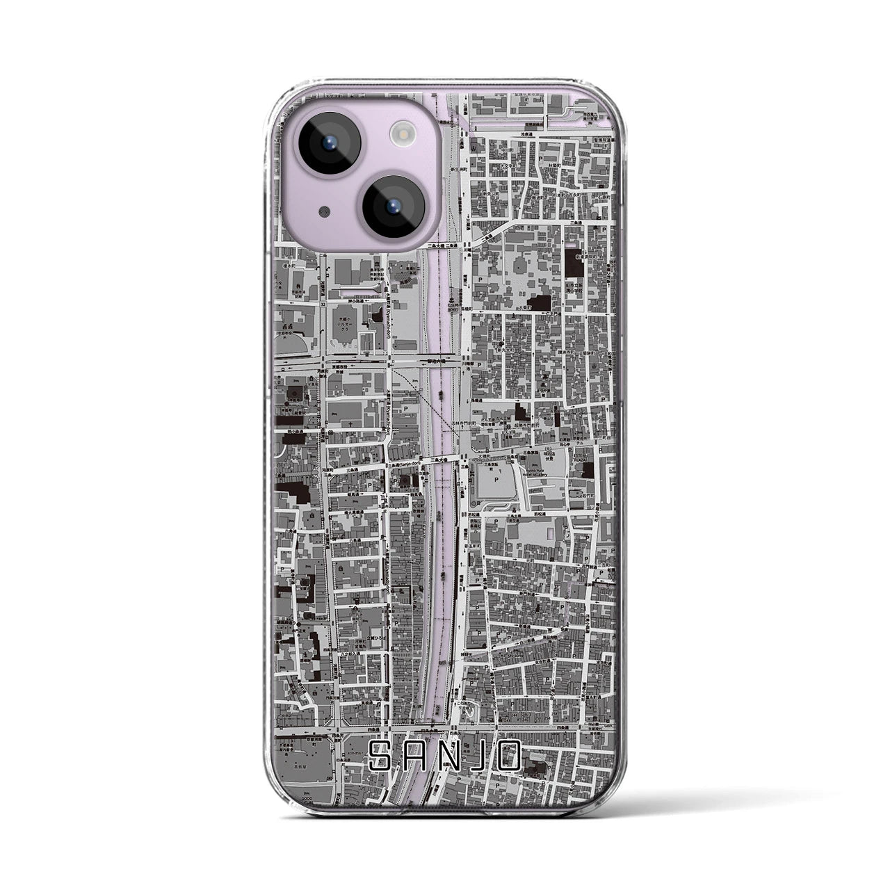 【三条(京都府)】地図柄iPhoneケース(クリアタイプ)