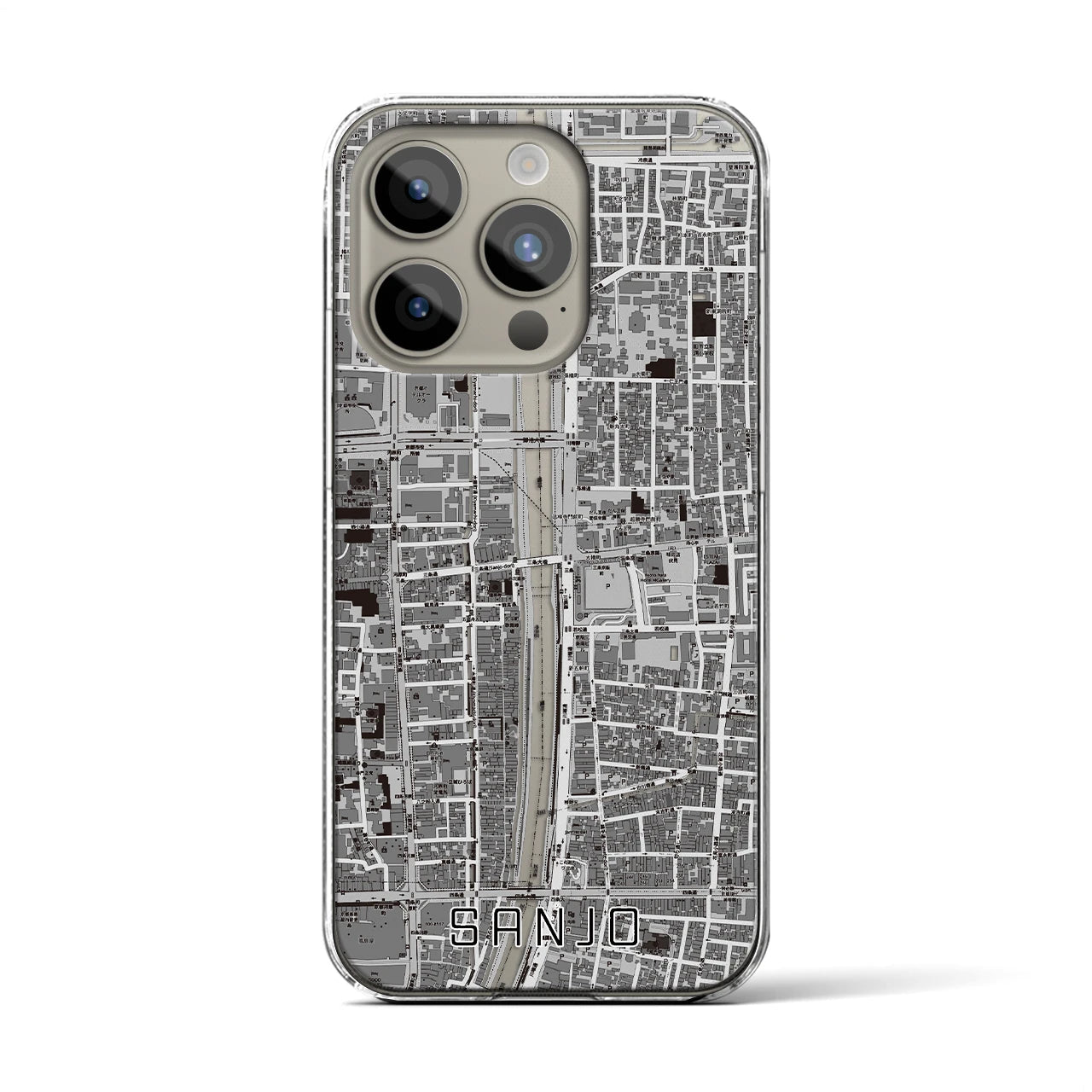 【三条(京都府)】地図柄iPhoneケース(クリアタイプ)