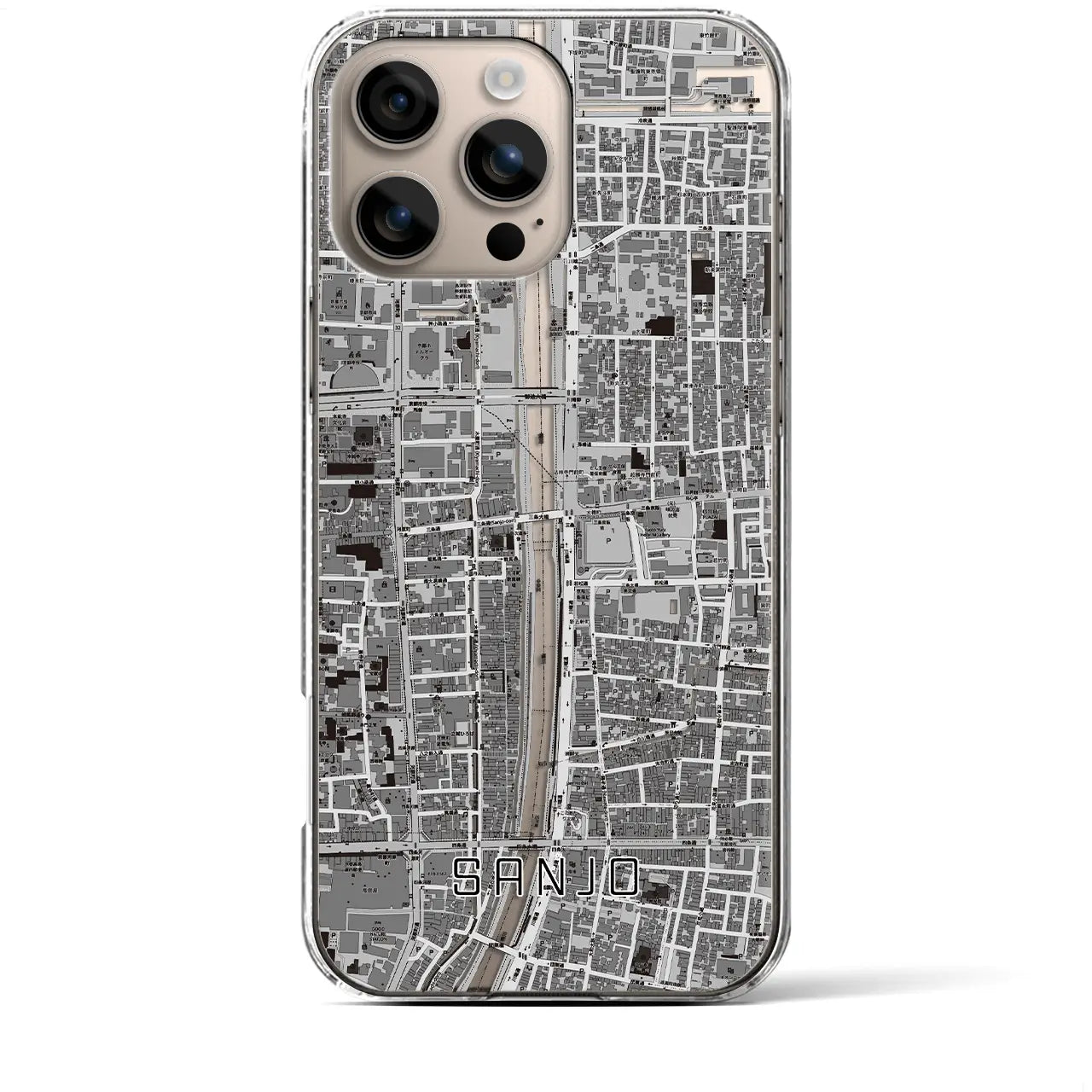 【三条(京都府)】地図柄iPhoneケース(クリアタイプ)