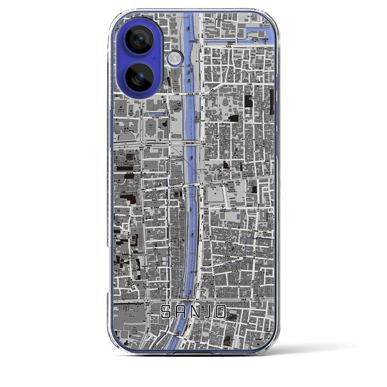 【三条(京都府)】地図柄iPhoneケース(クリアタイプ)