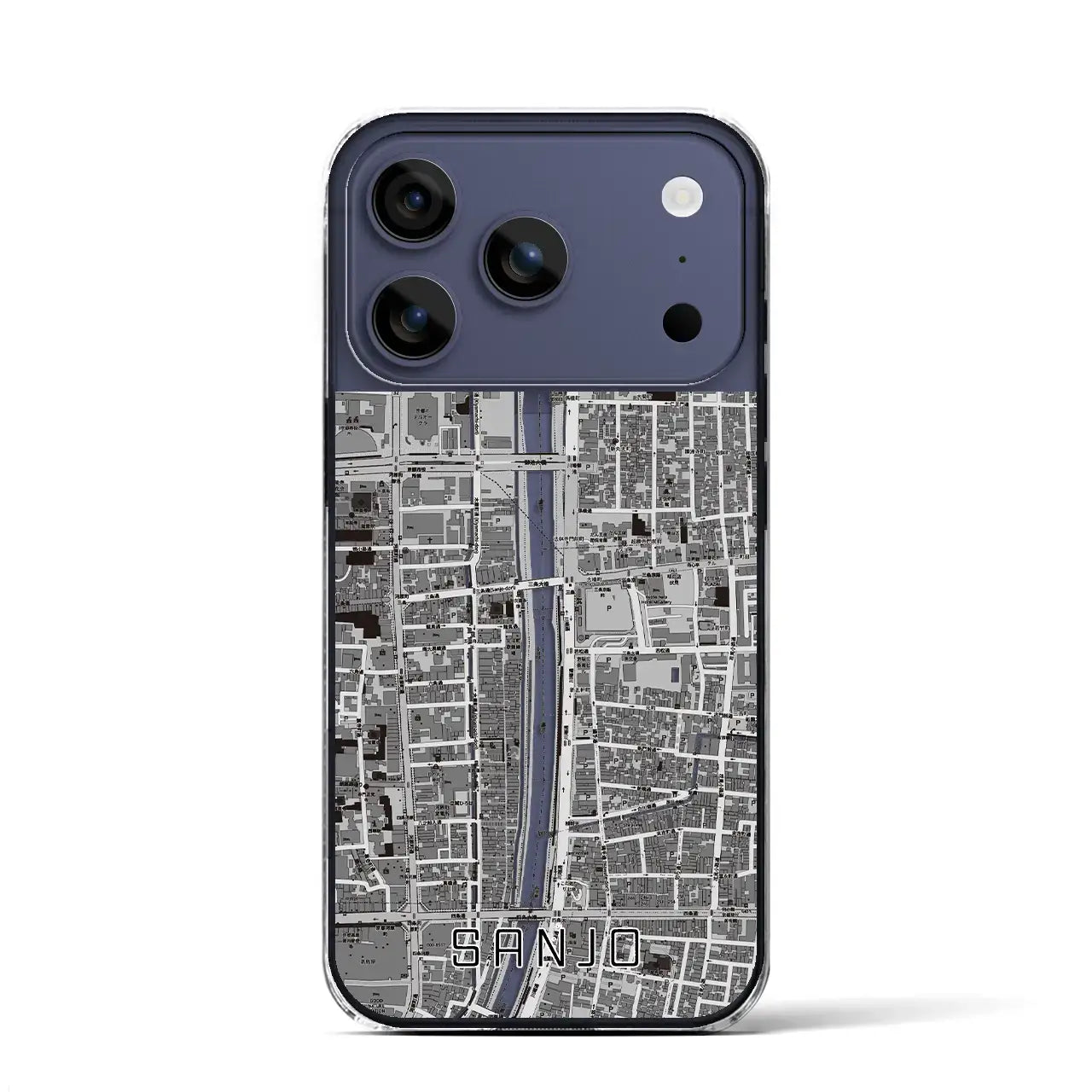 【三条(京都府)】地図柄iPhoneケース(クリアタイプ)