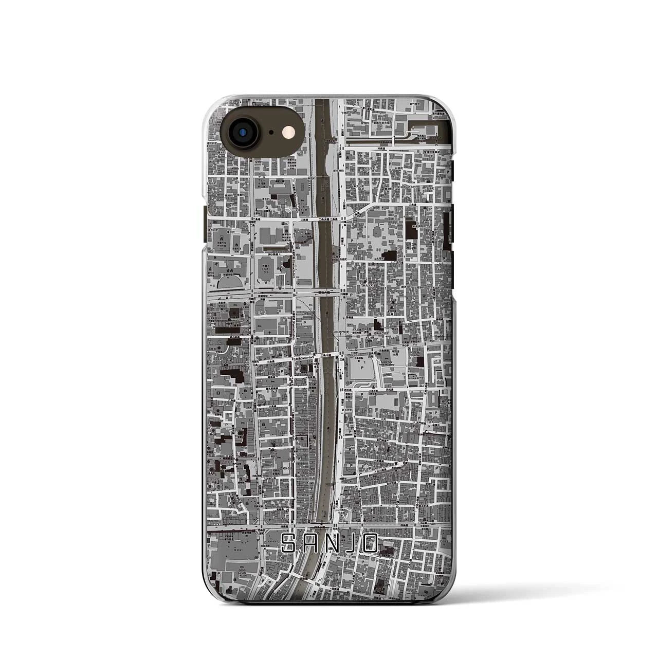 【三条(京都府)】地図柄iPhoneケース(クリアタイプ)