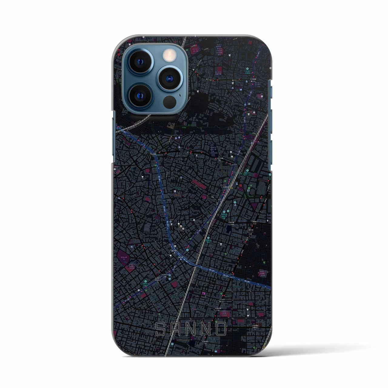 【山王(東京都)】地図柄iPhoneケース(バックカバータイプ)