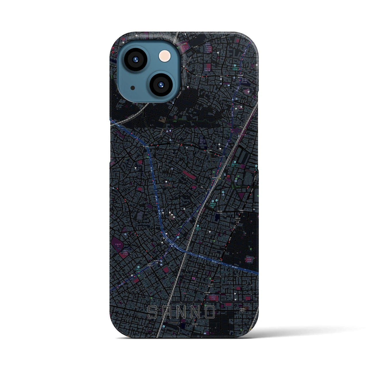 【山王(東京都)】地図柄iPhoneケース(バックカバータイプ)