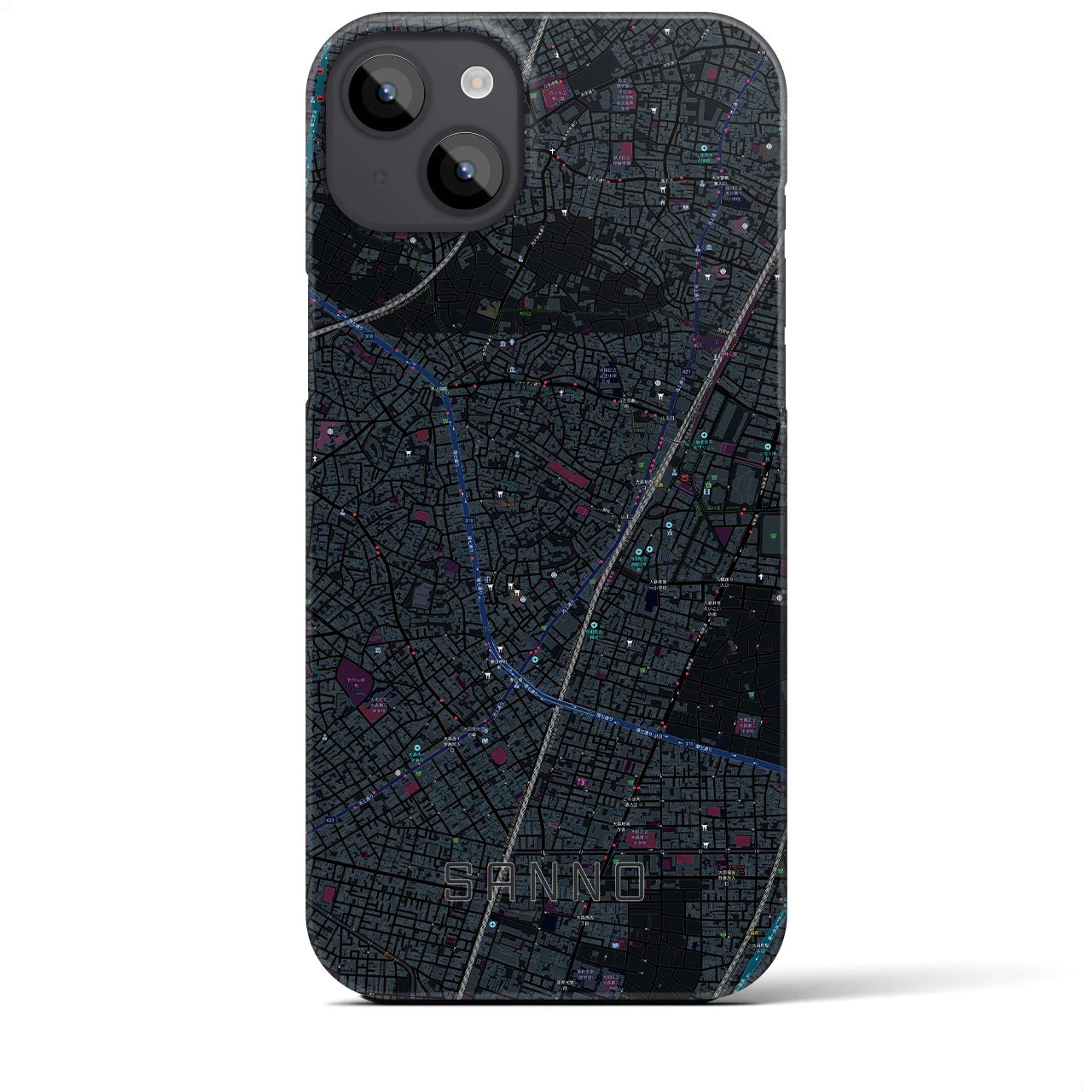 【山王(東京都)】地図柄iPhoneケース(バックカバータイプ)