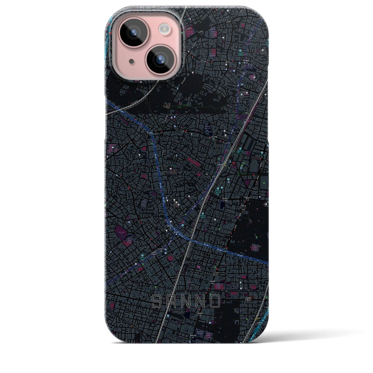 【山王(東京都)】地図柄iPhoneケース(バックカバータイプ)