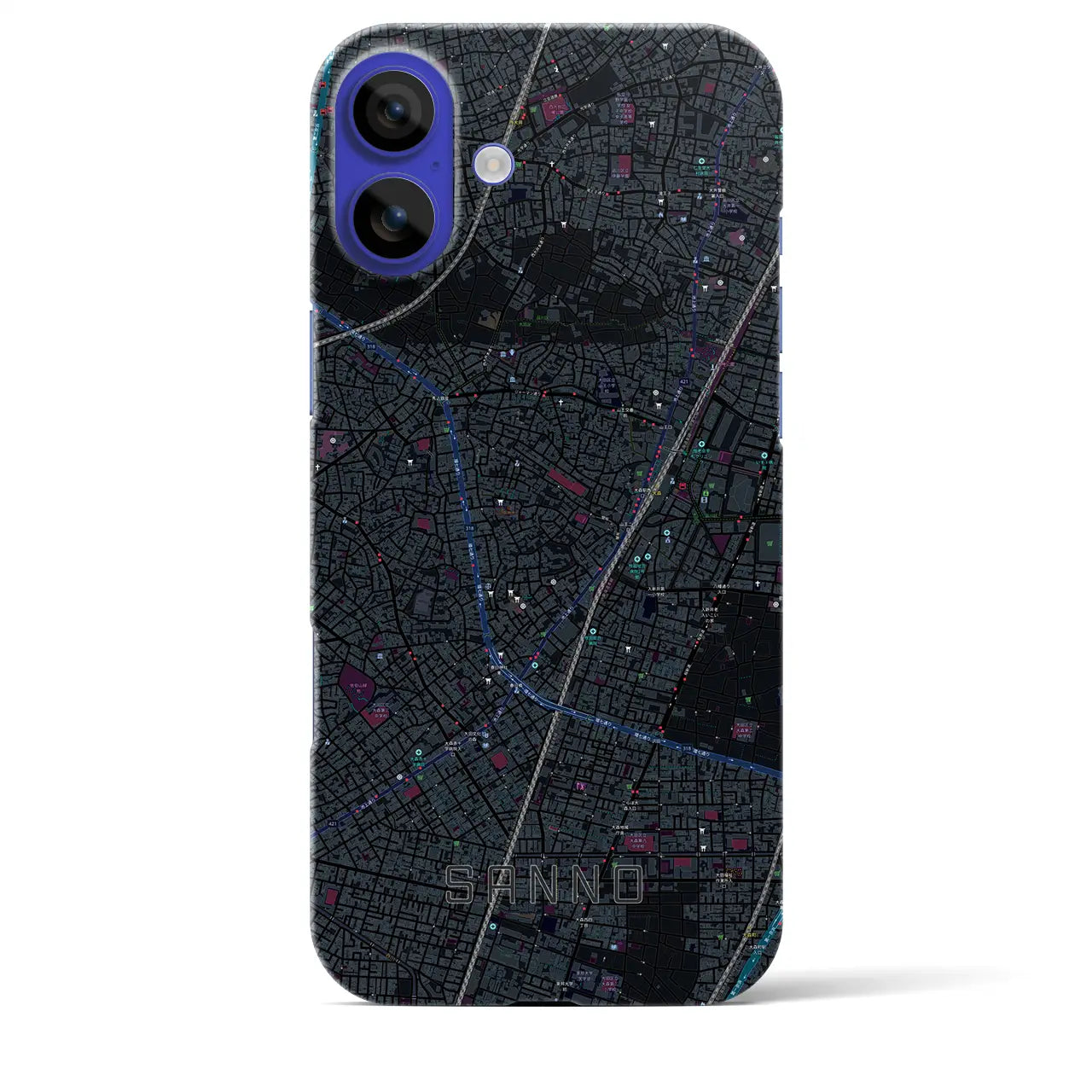 【山王(東京都)】地図柄iPhoneケース(バックカバータイプ)