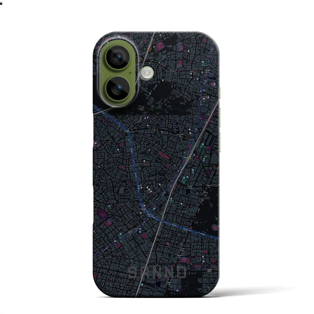 【山王(東京都)】地図柄iPhoneケース(バックカバータイプ)