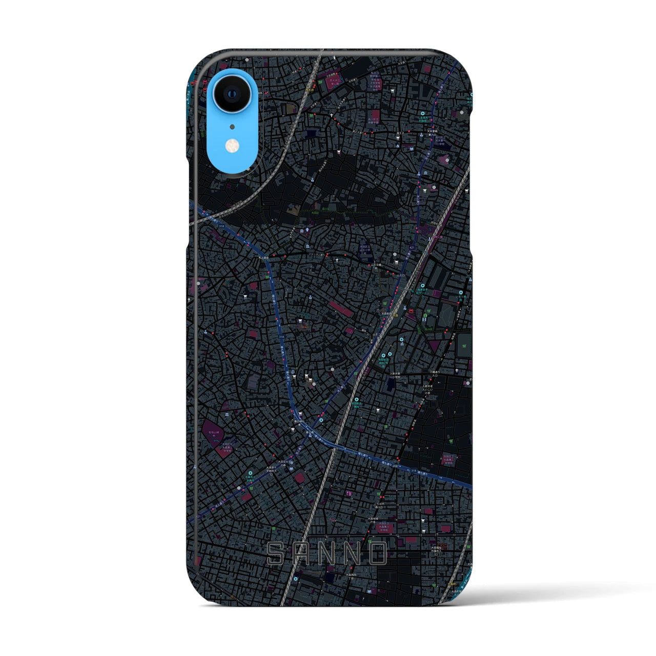 【山王(東京都)】地図柄iPhoneケース(バックカバータイプ)