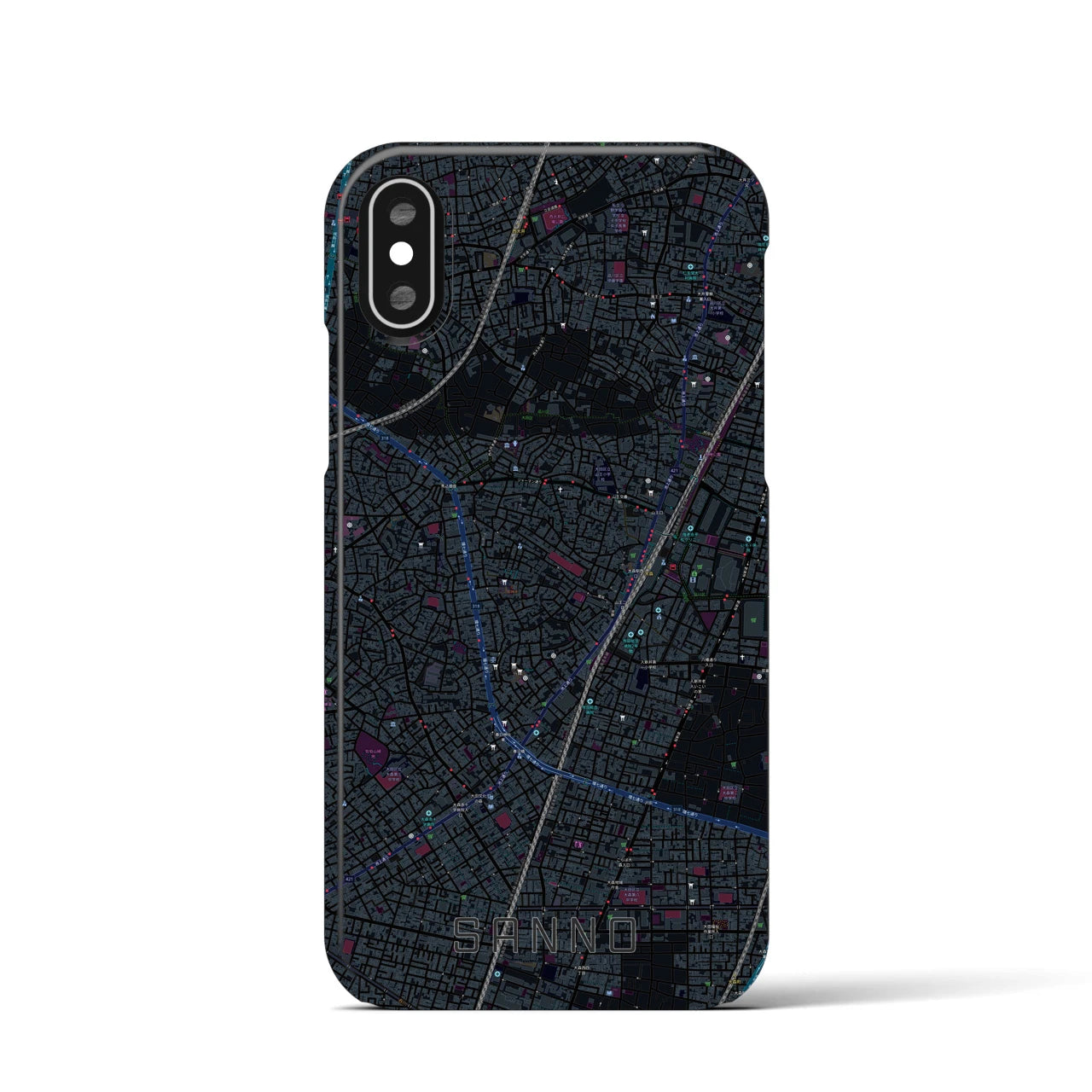【山王(東京都)】地図柄iPhoneケース(バックカバータイプ)
