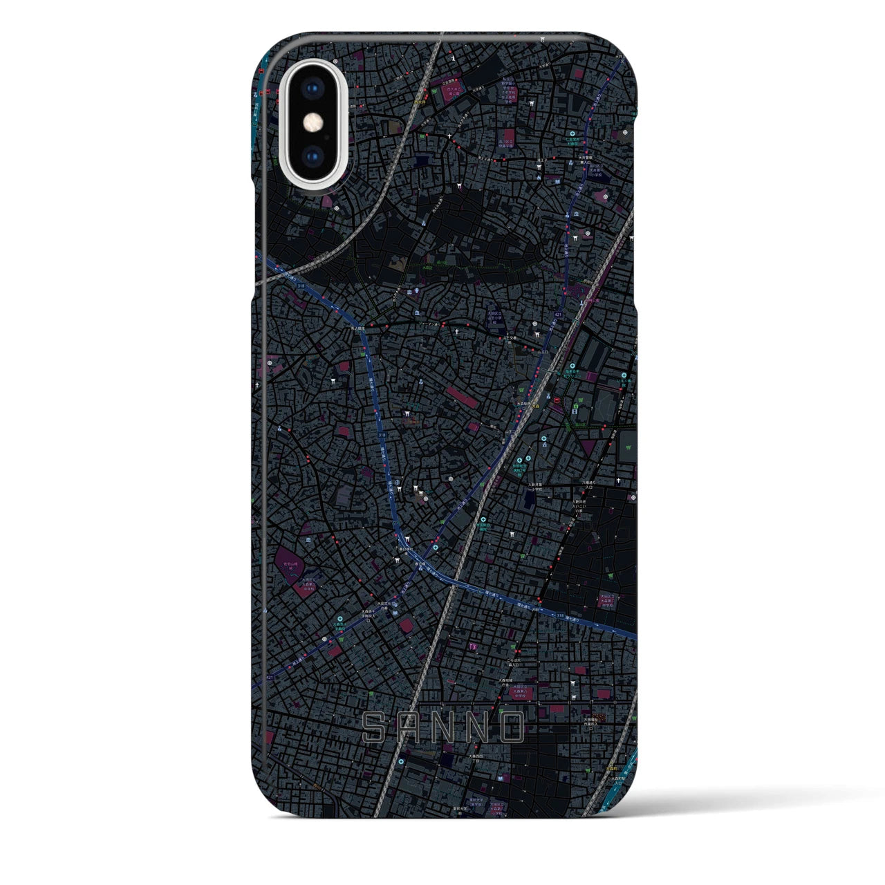 【山王(東京都)】地図柄iPhoneケース(バックカバータイプ)