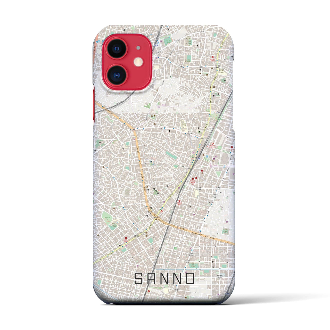 【山王(東京都)】地図柄iPhoneケース(バックカバータイプ)