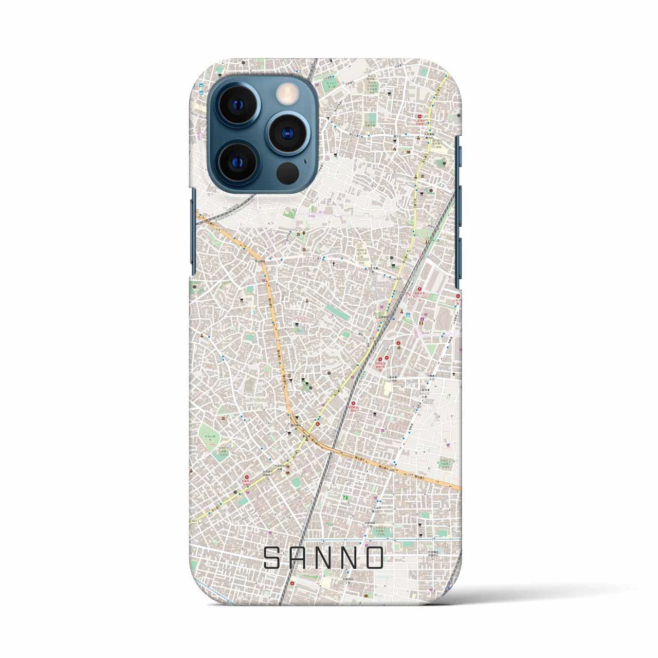 【山王(東京都)】地図柄iPhoneケース(バックカバータイプ)