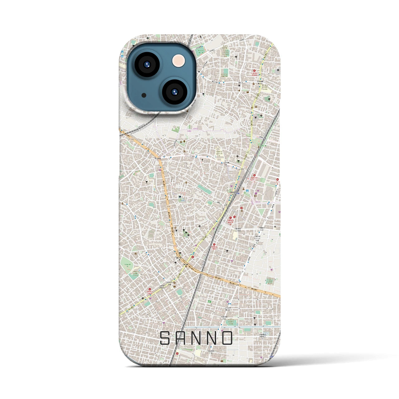 【山王(東京都)】地図柄iPhoneケース(バックカバータイプ)