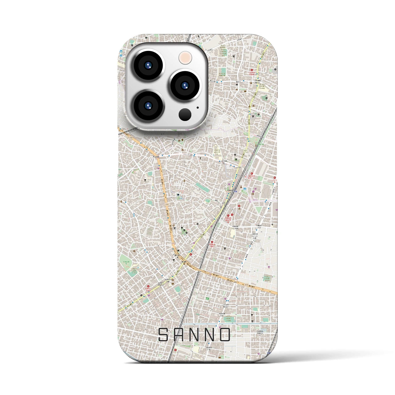 【山王(東京都)】地図柄iPhoneケース(バックカバータイプ)