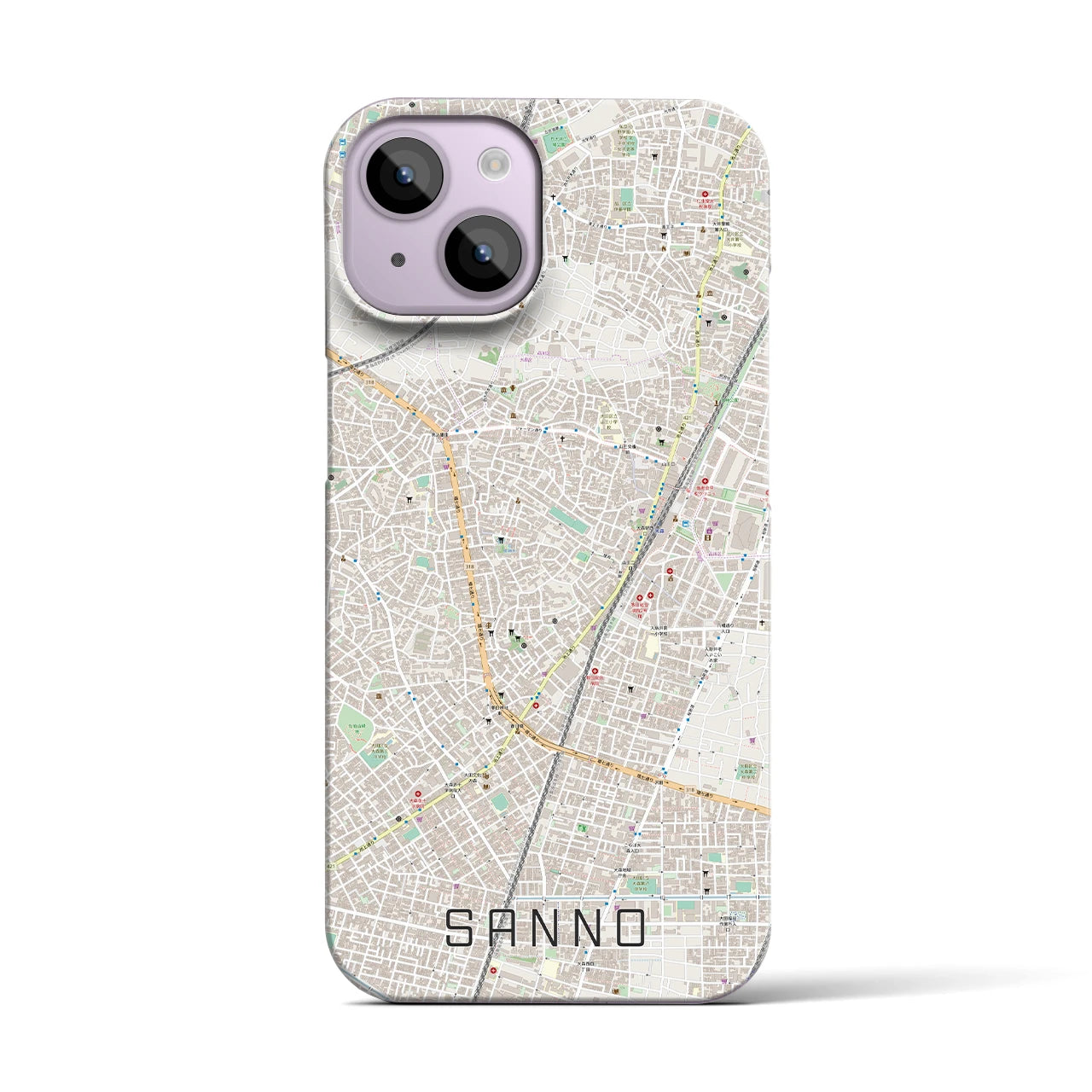 【山王(東京都)】地図柄iPhoneケース(バックカバータイプ)