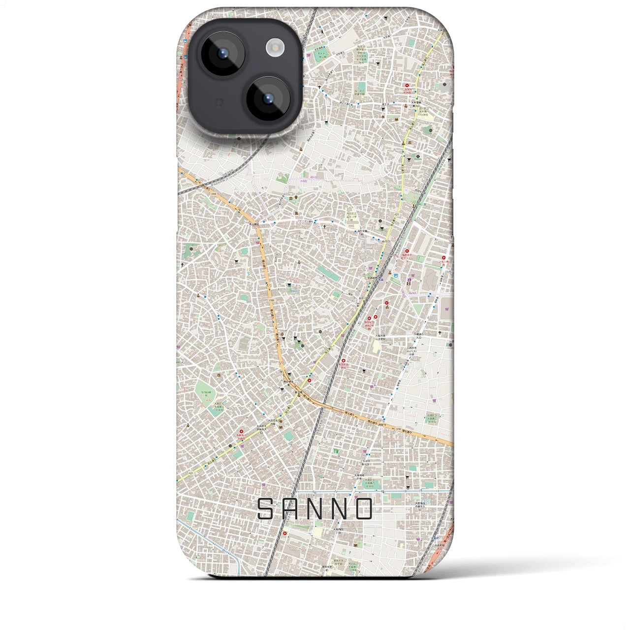 【山王(東京都)】地図柄iPhoneケース(バックカバータイプ)