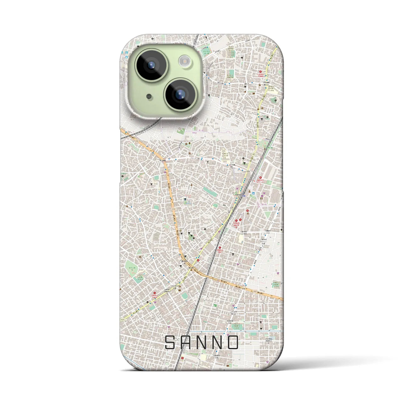 【山王(東京都)】地図柄iPhoneケース(バックカバータイプ)