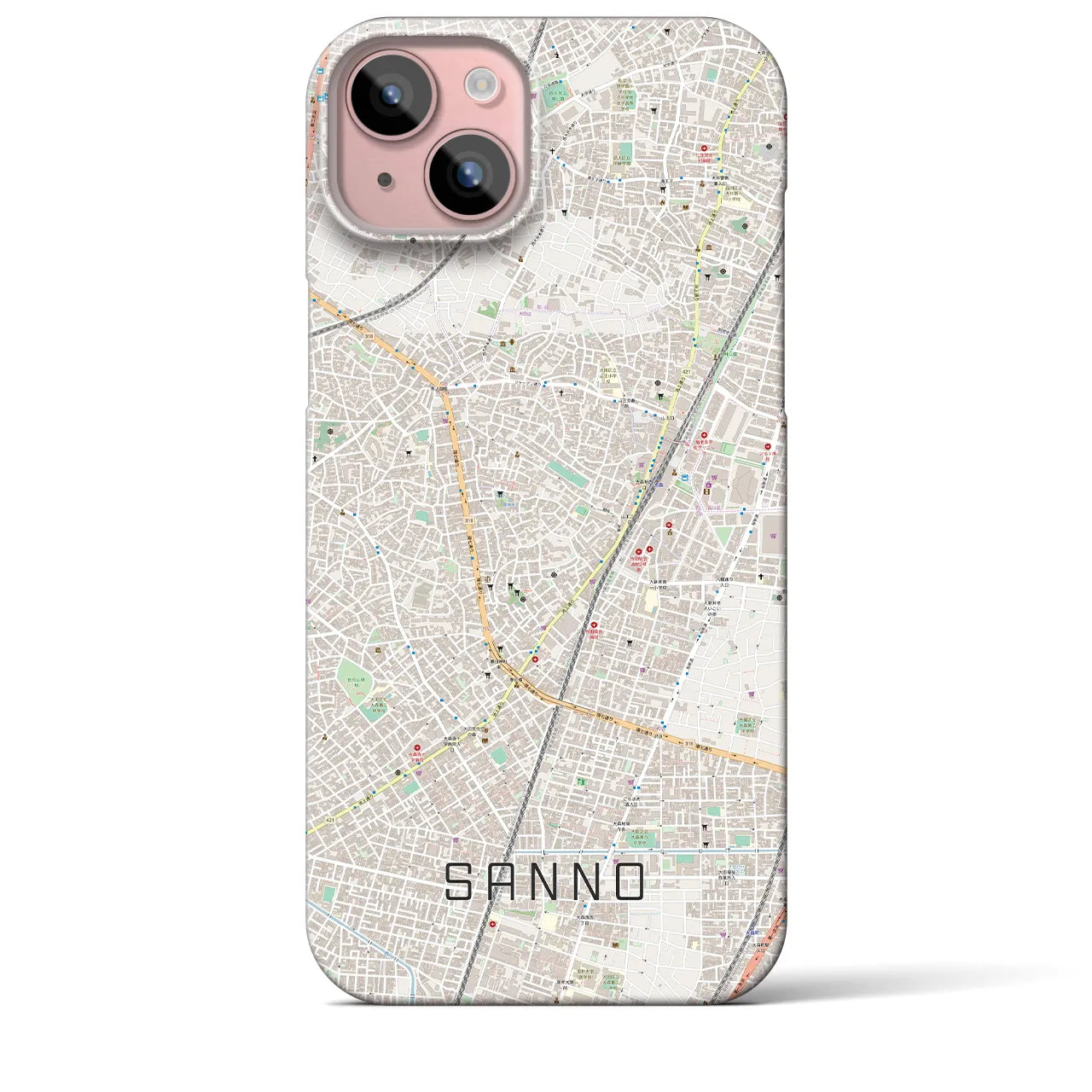 【山王(東京都)】地図柄iPhoneケース(バックカバータイプ)