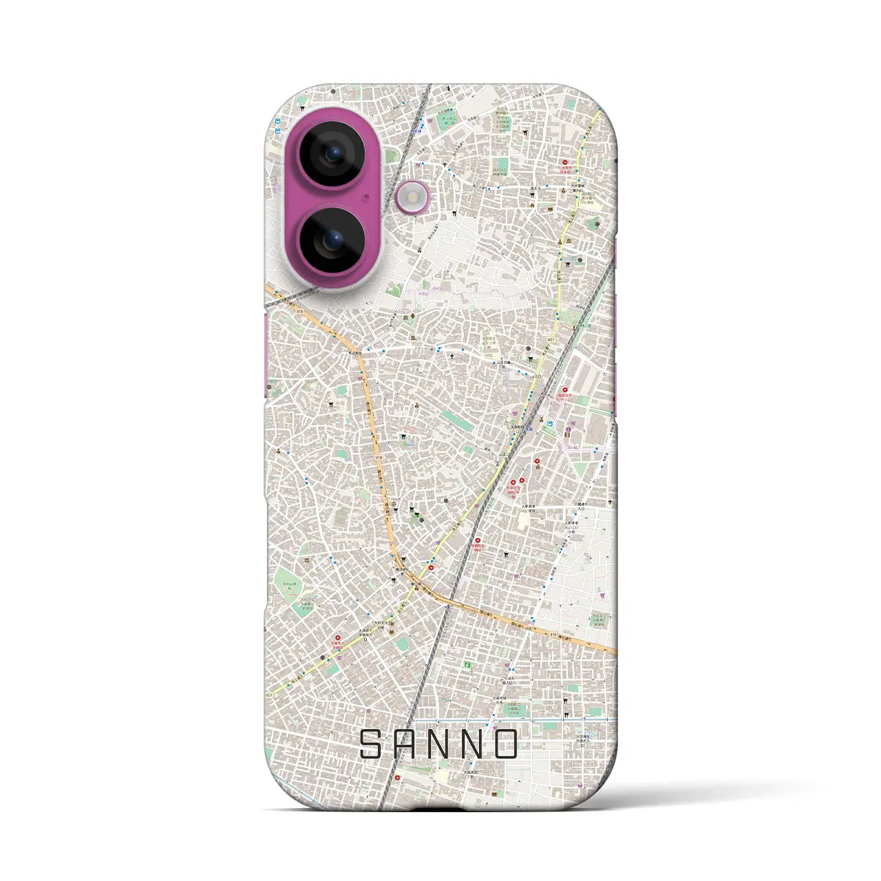 【山王(東京都)】地図柄iPhoneケース(バックカバータイプ)