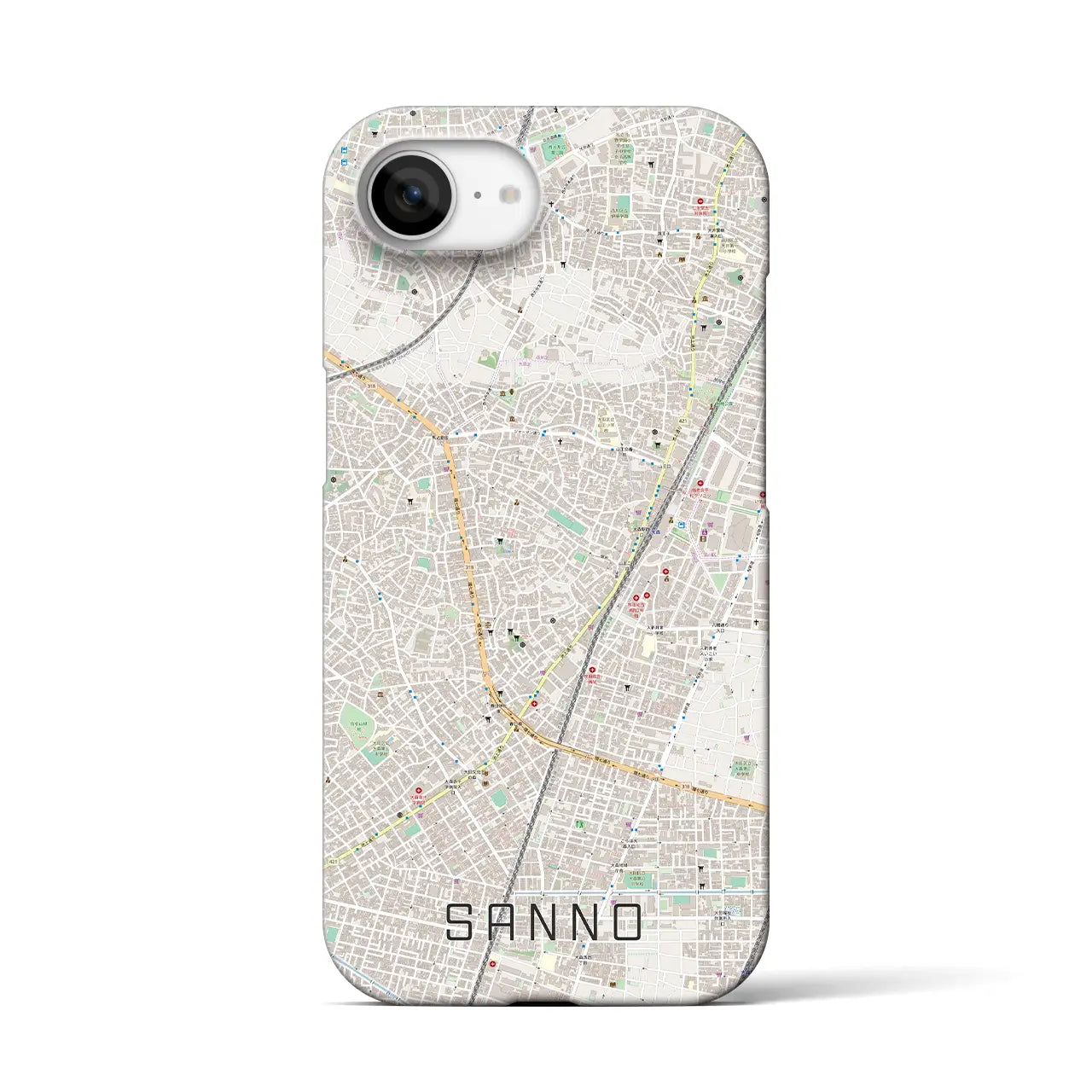 【山王(東京都)】地図柄iPhoneケース(バックカバータイプ)